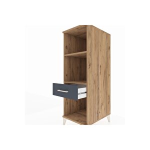 Kronos Dolap 2 Raflı Tek Çekmeceli 44x59x134 Çam-antrasit