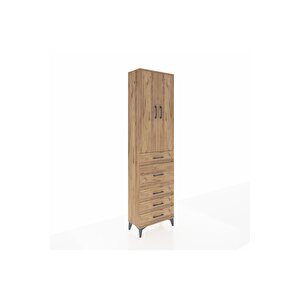 Arges Dolap 2 Raflı 5 Çekmeceli 2 Kapaklı 60x30x221 Çam-çam
