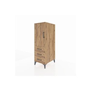 Kronos Dolap 2 Raflı 3 Çekmeceli Tek Kapaklı 44x59x134 Çam-çam