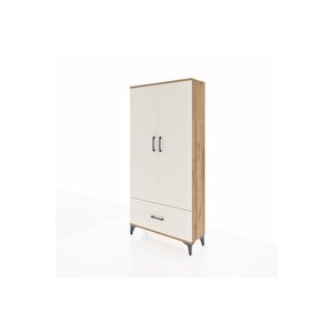 Arges Dolap 4 Raflı Tek Çekmeceli 2 Kapaklı 88x30x182 Çam-aytaşı