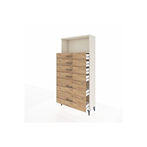 Arges Dolap Tek Raflı 6 Çekmeceli 88x30x182 Aytaşı-çam