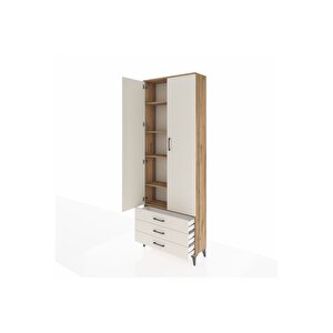Arges Dolap 5 Raflı 3 Çekmeceli 2 Kapaklı 88x30x243 Çam-aytaşı