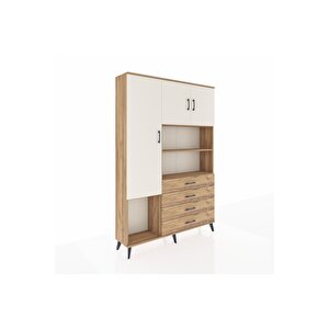 Arges Dolap 7 Raflı 4 Çekmeceli 3 Kapaklı 132x30x195 Çam-aytaşı/çam