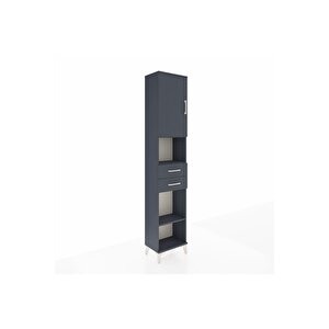 Arges Dolap 4 Raflı 2 Çekmeceli Tek Kapaklı 44x30x221 Antrasit-antrasit