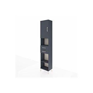 Arges Dolap 4 Raflı 2 Çekmeceli Tek Kapaklı 44x30x221 Antrasit-antrasit