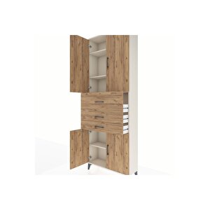 Arges Dolap 4 Raflı 3 Çekmeceli 4 Kapaklı 88x30x243 Aytaşı-çam