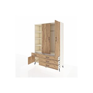 Hyperion Gardrop 5 Raflı 4 Çekmeceli Tek Askılı 132x44x195 Aytaşı-çam