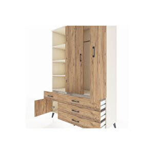 Hyperion Gardrop 5 Raflı 4 Çekmeceli Tek Askılı 132x44x195 Aytaşı-çam