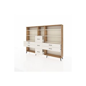 Arges Dolap 8 Raflı 7 Çekmeceli  220x30x163 Çam-aytaşı