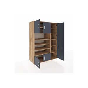 Kronos Dolap 11 Raflı 5 Kapaklı 132x59x195 Çam-antrasit/çam