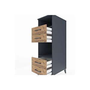 Kronos Dolap 2 Raflı 4 Çekmeceli 44x59x134 Antrasit-çam