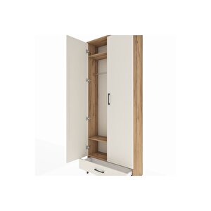 Arges Dolap 3 Raflı Tek Çekmeceli Tek Askılı 88x30x221 Çam-aytaşı