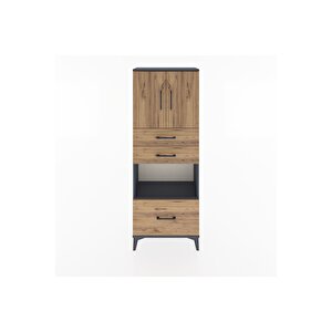 Arges Dolap 3 Raflı 3 Çekmeceli 2 Kapaklı 60x30x163 Antrasit-çam