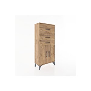 Hyperion Dolap Tek Raflı 3 Çekmeceli 2 Kapaklı 60x44x134 Çam-çam