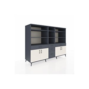 Kronos Dolap 11 Raflı 5 Çekmeceli 4 Kapaklı 220x59x163 Antrasit-aytaşı/antrasit