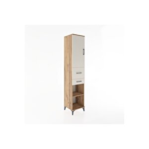 Hyperion Dolap 4 Raflı 2 Çekmeceli Tek Kapaklı 44x44x221 Çam-aytaşı