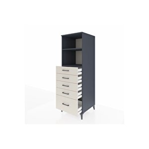 Kronos Dolap 2 Raflı 5 Çekmeceli 60x59x182 Antrasit-aytaşı