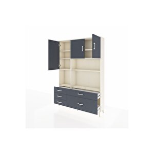 Arges Gardrop 8 Raflı 5 Çekmeceli 3 Kapaklı 132x30x195 Aytaşı-antrasit