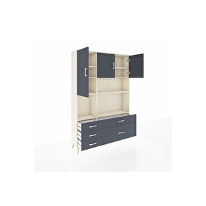 Arges Gardrop 8 Raflı 5 Çekmeceli 3 Kapaklı 132x30x195 Aytaşı-antrasit