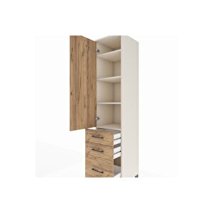 Hyperion Dolap 4 Raflı 3 Çekmeceli Tek Kapaklı 44x44x195 Aytaşı-çam