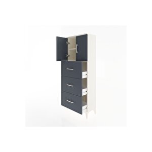 Arges Dolap 2 Raflı 3 Çekmeceli 2 Kapaklı 60x30x163 Aytaşı-antrasit