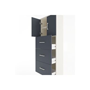 Arges Dolap 2 Raflı 3 Çekmeceli 2 Kapaklı 60x30x163 Aytaşı-antrasit