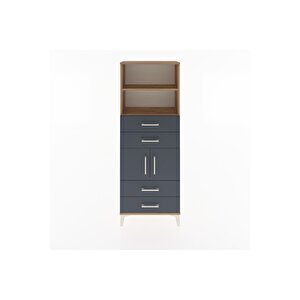 Arges Dolap 3 Raflı 4 Çekmeceli 2 Kapaklı 60x30x163 Çam-antrasit