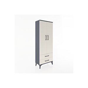 Arges Dolap 4 Raflı 2 Çekmeceli 2 Kapaklı 60x30x163 Antrasit-aytaşı