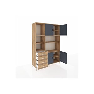 Hyperion Dolap 8 Raflı 4 Çekmeceli 4 Kapaklı 132x44x195 Çam-antrasit/çam