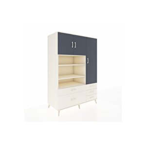 Kronos Dolap 9 Raflı 5 Çekmeceli 3 Kapaklı 132x59x195 Aytaşı-antrasit/aytaşı