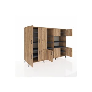 Kronos Dolap 14 Raflı 9 Kapaklı 220x59x163 Çam-çam/antrasit