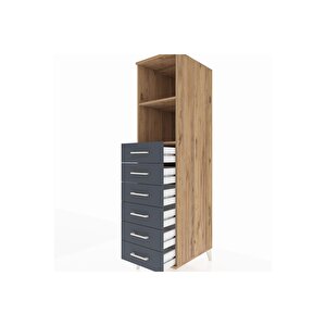 Kronos Dolap 2 Raflı 6 Çekmeceli 44x59x182 Çam-antrasit