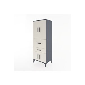 Hyperion Dolap 3 Raflı 2 Çekmeceli 4 Kapaklı 60x44x163 Antrasit-aytaşı
