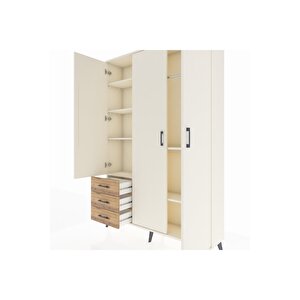 Arges Dolap 6 Raflı 3 Çekmeceli Tek Askılı 132x30x195 Aytaşı-aytaşı/çam