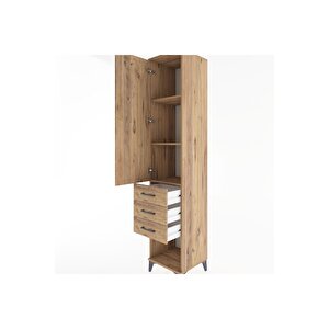 Hyperion Dolap 3 Raflı 3 Çekmeceli Tek Kapaklı 44x44x221 Çam-çam