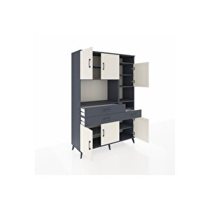 Hyperion Dolap 10 Raflı 3 Çekmeceli 6 Kapaklı 132x44x195 Antrasit-aytaşı/antrasit