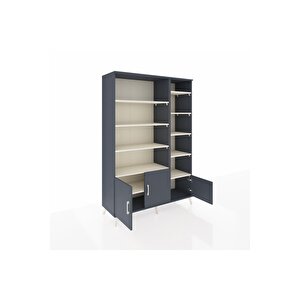 Hyperion Dolap 10 Raflı 3 Kapaklı 132x44x195 Antrasit-antrasit/aytaşı