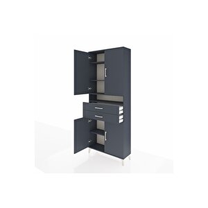 Arges Dolap 5 Raflı 2 Çekmeceli 4 Kapaklı 88x30x221 Antrasit-antrasit