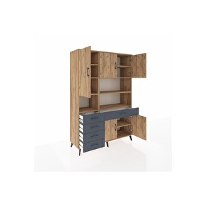 Hyperion Dolap 9 Raflı 5 Çekmeceli 5 Kapaklı 132x44x195 Çam-çam/antrasit