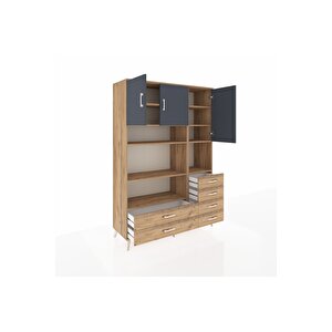 Hyperion Dolap 9 Raflı 6 Çekmeceli 3 Kapaklı 132x44x195 Çam-antrasit/çam