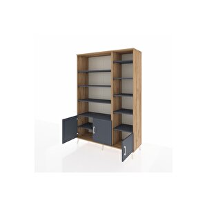 Hyperion Gardrop 10 Raflı 3 Kapaklı 132x44x195 Çam-antrasit