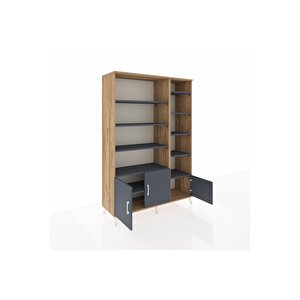 Hyperion Gardrop 10 Raflı 3 Kapaklı 132x44x195 Çam-antrasit