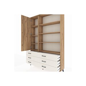 Arges Dolap 8 Raflı 6 Çekmeceli Tek Kapaklı  132x30x195 Çam-çam/aytaşı