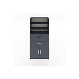 Hyperion Dolap 4 Raflı 2 Çekmeceli 2 Kapaklı 88x44x195 Antrasit-antrasit