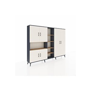 Arges Dolap 13 Raflı 6 Kapaklı 220x30x163 Antrasit-aytaşı/çam