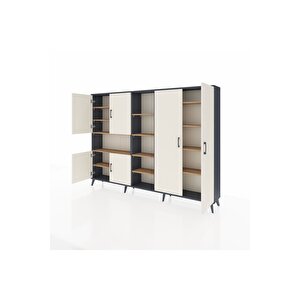 Arges Dolap 13 Raflı 6 Kapaklı 220x30x163 Antrasit-aytaşı/çam