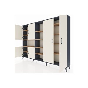 Arges Dolap 13 Raflı 6 Kapaklı 220x30x163 Antrasit-aytaşı/çam