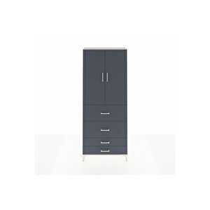 Arges Dolap 3 Raflı 4 Çekmeceli 2 Kapaklı 88x30x221 Aytaşı-antrasit