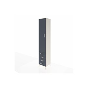 Hyperion Dolap 3 Raflı 4 Çekmeceli Tek Askılı 44x44x243 Aytaşı-antrasit