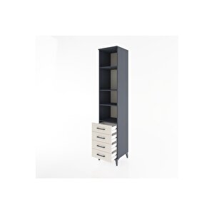 Hyperion Dolap 4 Raflı 4 Çekmeceli 44x44x221 Antrasit-aytaşı